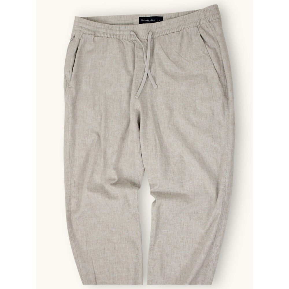 Abercrombie & Fitch Linen Blend Stretch Joggers XL Beige Neutral Lounge Pants - Picture 5 of 5